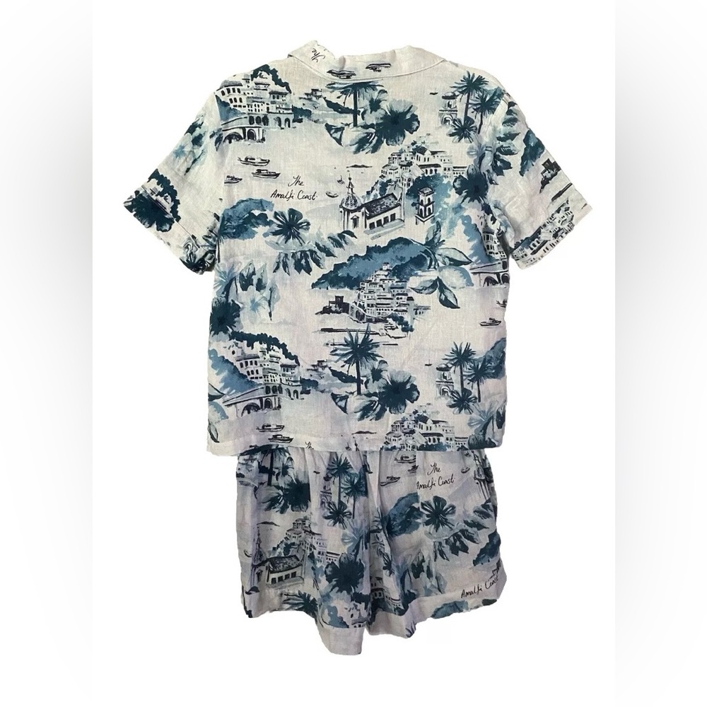 Cynthia Rowley Blue and White linen shirt and shorts set - Picture 15 of 15